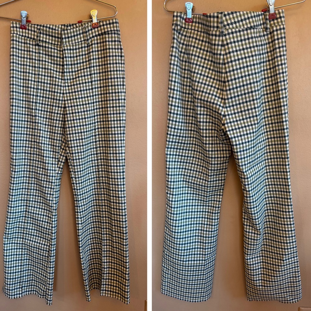 Italian check pants high-rise Size M